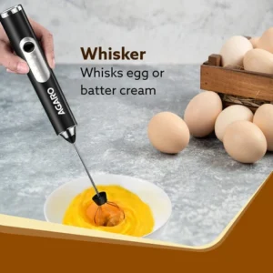 AGARO Royal Milk Frother Rechargeable | 3-Speed Electric Coffee Frother with Whisk | Stainless Steel Handheld Frother Mixer with Stand - Image 3