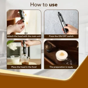 AGARO Royal Milk Frother Rechargeable | 3-Speed Electric Coffee Frother with Whisk | Stainless Steel Handheld Frother Mixer with Stand - Image 6