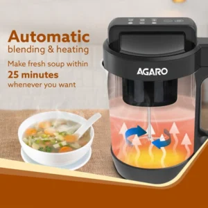 AGARO Elite Soup Maker 1L 900W | Automatic Soup Blender & Cooker with 6 Preset Functions | Stainless Steel Blades - Image 3
