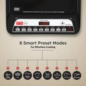 Prestige PIC 20 Neo 1600W Induction Cooktop | Indian Menu Presets, Auto Voltage Regulator & Touch Controls - Image 5