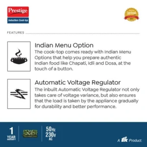 Prestige PIC 16.0 Plus 2000W Induction Cooktop | 8 Indian Menu, 4KV Surge Protection, Timer, Touch Controls - Image 6