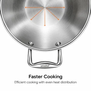 STAHL Artisan Triply Stainless Steel Kadai with SS Lid | Gas & Induction Compatible - Image 3