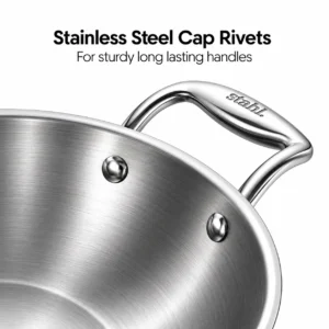 STAHL Artisan Triply Stainless Steel Kadai with SS Lid | Gas & Induction Compatible - Image 4