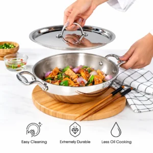 STAHL Artisan Triply Stainless Steel Kadai with SS Lid | Gas & Induction Compatible - Image 7