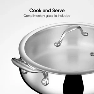 STAHL Triply Artisan Biryani Handi with Steel & Glass Lid | Induction Stainless Steel Dum Cooking Handi - Image 5
