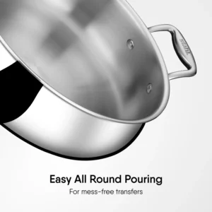 STAHL Triply Artisan Biryani Handi with Steel & Glass Lid | Induction Stainless Steel Dum Cooking Handi - Image 6