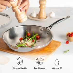 STAHL Triply Artisan Stainless Steel Frypan | Induction Base Fry Pan 20cm, 22cm, 24cm, 26cm - Image 7