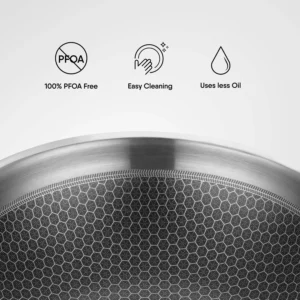 STAHL Triply Artisan Hybrid Kadai 16cm–30cm | Hexaridge Stainless Steel Induction Kadhai with Lid - Image 5