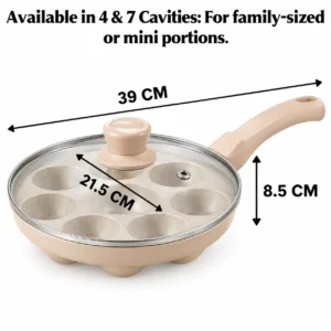 ANJALI Induction Base Appa Patra with Glass Lid | Biscoff Non-Stick Appam Pan - Image 3