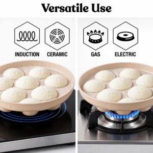ANJALI Induction Base Appa Patra with Glass Lid | Biscoff Non-Stick Appam Pan - Image 4