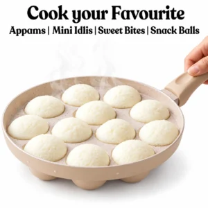 ANJALI Induction Base Appa Patra with Glass Lid | Biscoff Non-Stick Appam Pan - Image 6