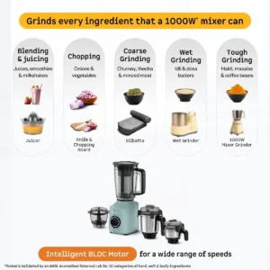 Atomberg Zenova Fresh 550W BLDC Juicer Mixer Grinder with 4 Jars, Coarse Mode & Chopper Jar - Image 4