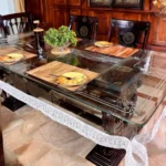 Fohogo aqua white lace table cover_1