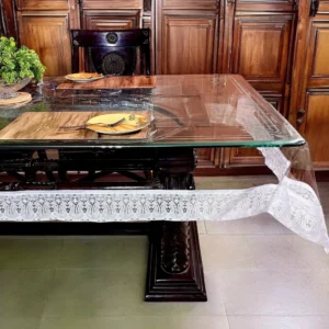 FOHOGO Aqua Transparent PVC Table Cover with White Lace 40×60 & 60×90 cm | Waterproof Table Protector - Image 4