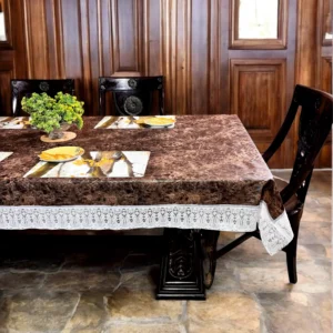 FOHOGO Milano Textured Table Cover 40×60 & 60×90 Inch | Printed Dining & Center Table Cover Beige & Brown - Image 4