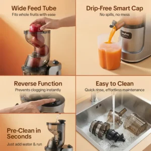 Kenstar FitPro Slow Juicer 150W Turbo Motor 7 Spiral Technology Large Feeding Tube Reverse Function - Image 3