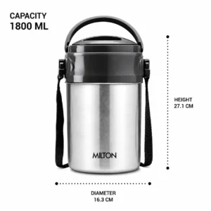 MILTON Steel-On Insulated Stainless Steel Lunch Box with Leak Proof Containers & Carry Strap - Image 5