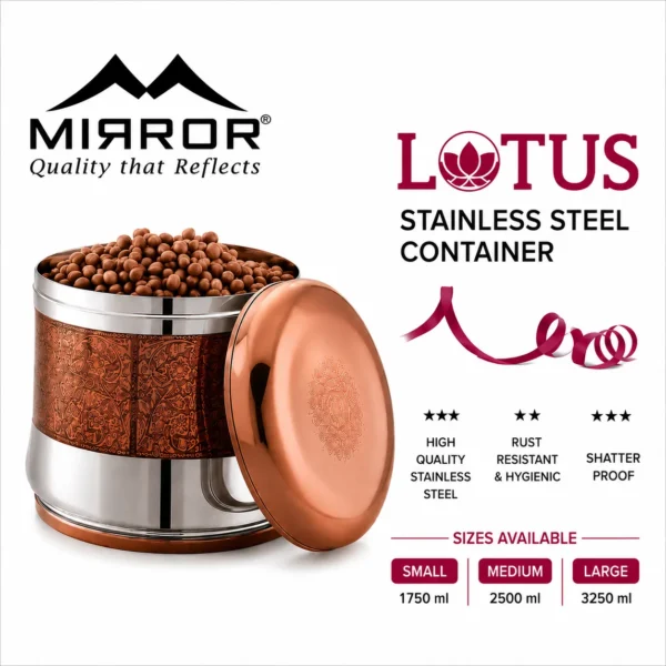 Mirror lotus dabba ornate plus rose gold