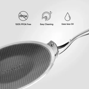 STAHL Artisan Hybrid Roti Tawa 26cm with Cast Handles | Hexaridge Triply Stainless Steel Induction Tawa - Image 6