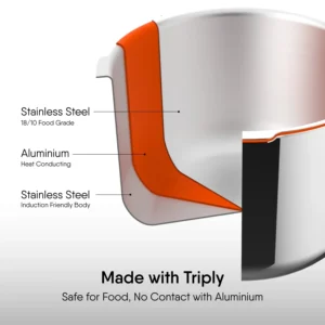 STAHL Xpress Triply Pressure Cooker Outer Lid 2.5L, 3L & 5L | Induction Stainless Steel Cooker - Image 3
