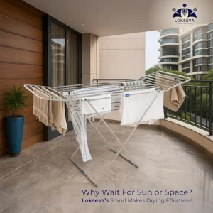 LOKSEVA Butterfly Shape Stainless Steel Cloth Drying Stand | Foldable Rustproof Laundry Rack - Image 4