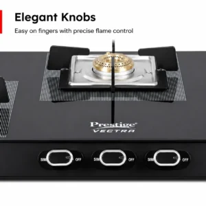 Prestige Vectra Glass Top Gas Stove | Toughened Glass, Jumbo Brass Burners & 360° Revolving Nozzle - Image 4