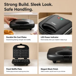 Prestige PWM 01 Waffle Maker 800W | Non-Stick Belgian Waffle Maker with Power Indicators - Image 6