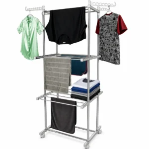 SENSO Tower Clothes Drying Stand 3 Layer Stainless Steel Cloth Rack with Wheels for Indoor & Outdoor Use - Image 3