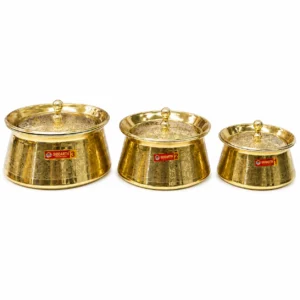 Brass (Peetal) Biryani Handi with Brass Lid & Kalai Coating | Traditional Etching Design Cooking & Serving Pot