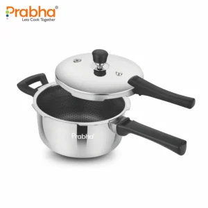 PRABHA Triply Hexa Cube Honeycomb Stick-Resistant Outer Lid Pressure Cooker | Induction Compatible (1.5L–6L) - Image 1