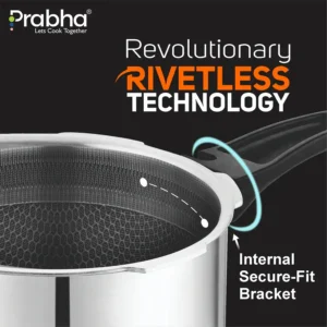 PRABHA Triply Hexa Cube Honeycomb Stick-Resistant Outer Lid Pressure Cooker | Induction Compatible (1.5L–6L) - Image 5