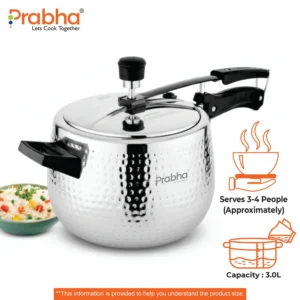 Prabha Prochef Curve Hammered Triply Stainless Steel Inner Lid Pressure Cooker | Induction Compatible (1.5L–5L) - Image 8