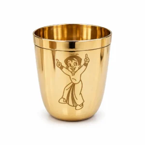 Pure Kansi (Bronze) Kids Dinner Set 5 Pcs with Thali, 2 Katori, Glass & Spoon | Kids Character Laser Print - Image 4