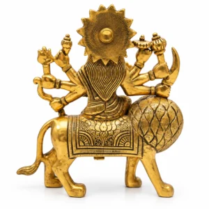 Brass (Peetal) Maa Durga Ji on Lion Murti 15 cm | Sherawali Mata Idol for Home, Puja & Temple - Image 3