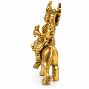 Brass (Peetal) Maa Durga Ji on Lion Murti 15 cm | Sherawali Mata Idol for Home, Puja & Temple - Image 5