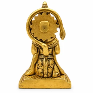 Brass (Peetal) Lord Hanuman Ji Statue 4.5 Inch with Gada | Sitting Hanuman Murti for Home, Puja & Temple - Image 4