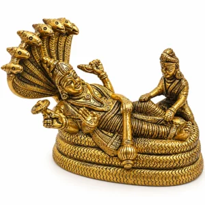 Brass (Peetal) Shesh Shaiya Vishnu Ji with Laxmi Ji Murti 23 cm | Sheshnag Vishnu Laxmi Idol - Image 4