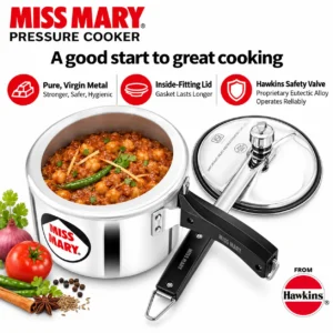 Hawkins Miss Mary Aluminium Pressure Cooker | Inner Lid ISI Certified Cooker for Gas Stove | 5 Year Guarantee - Image 3