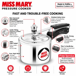 Hawkins Miss Mary Aluminium Pressure Cooker | Inner Lid ISI Certified Cooker for Gas Stove | 5 Year Guarantee - Image 5