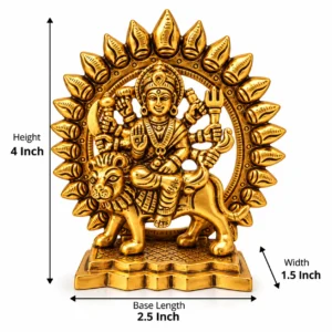 BRASS DURGA MURTI WITH PRABHMANDAL_6