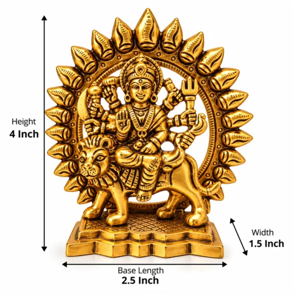 BRASS DURGA MURTI WITH PRABHMANDAL_6