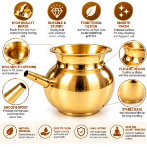 Pure Brass (Peetal) Karva Lota with Long Spout | Traditional Karwa Lota for Puja & Religious Rituals - Image 3