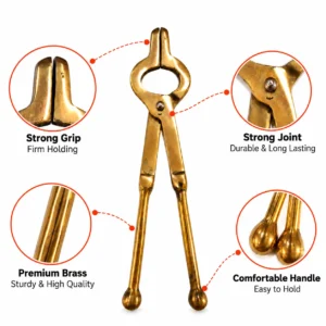 Pure Brass (Peetal) Sandasi / Sansi Pakad | Traditional Brass Tong for Puja, Havan & Kitchen Use - Image 3