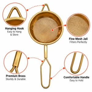 Pure Brass (Peetal) Tea & Coffee Strainer | Traditional Fine Mesh Channi with Long Handle - Image 5