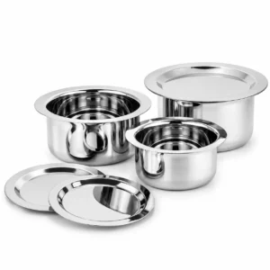 GARUDA Stainless Steel Tope (Bhagona) Set 6 Pcs with Lid | Gas & Induction Compatible Cookware - Image 3
