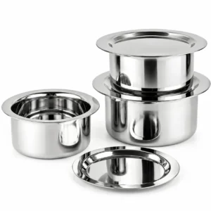 GARUDA Stainless Steel Tope (Bhagona) Set 6 Pcs with Lid | Gas & Induction Compatible Cookware - Image 4
