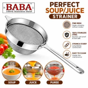 JAI BABA JI Stainless Steel Perfect Soup & Juice Strainer | Fine Mesh Kitchen Filter for Tea & Liquids - Image 2