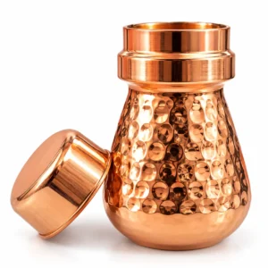 Kaveri Copper (Tamba) Balloon Pot 350 ml | Traditional Hammered Design Water Drinking Vessel - Image 3