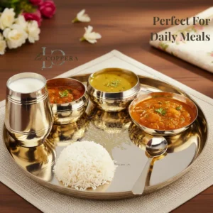 Pure Bronze (Kansa) Thali Dinner Set 6 Pcs | Tree of Life Engraved Traditional Dinnerware - Image 3