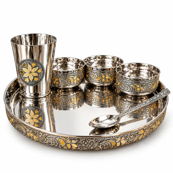 SILVERLINE ANTIQUE THALI SET_1 SILVERLINE ANTIQUE THALI SET_1